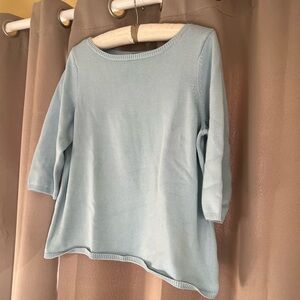 Talbots women petite 2x boat neck light blue 3/4sleeve cotton sweater